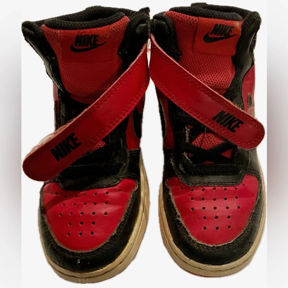 Nike Court Kids Borough Mid 2 High Top Sneakers Red/Black‎ Boy’s Size 11C Shoes